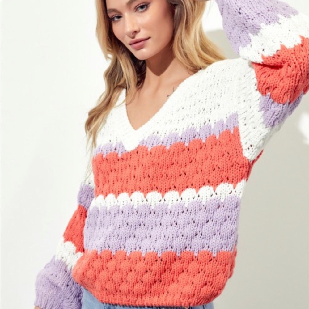 Color block v-neck sweater NWT